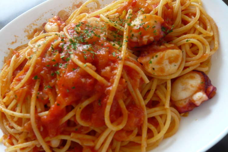 簡単美味しい タコのトマトソースパスタ レシピ 作り方 By Chacoo25 クックパッド 簡単おいしいみんなのレシピが372万品