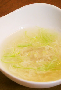 細切り豆腐とホタテ缶詰のとろ～りスープ