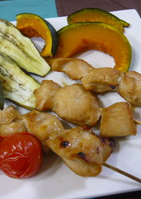 鶏肉の簡単串焼き＆野菜の旨味凝縮焼き
