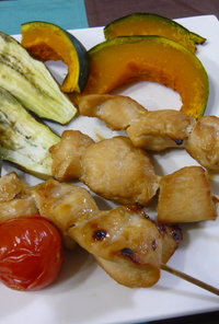 鶏肉の簡単串焼き＆野菜の旨味凝縮焼き