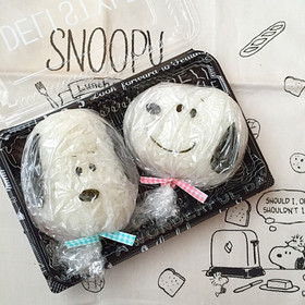 キャラ弁★スヌーピーのラップ巻きおにぎり