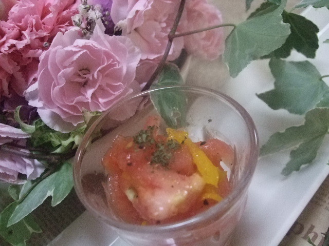 トマトとパプリカのハニーレモンマリネの画像