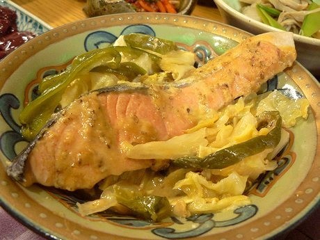 レンジで鮭のマヨ味噌ちゃんちゃん焼きの画像