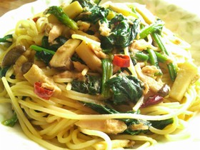 ツナとほうれんそうの和風パスタ