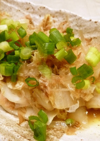 白菜とツナの炒め物with鰹節＆万能ネギ