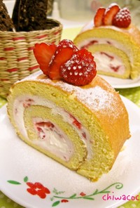 つぶつぶ苺のロールケーキ