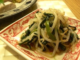 ルクエでニラともやしのゴマ酢和え