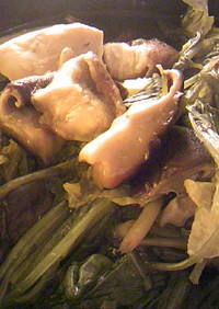 鶏肉とせりと椎茸のめんつゆ柚子胡椒煮