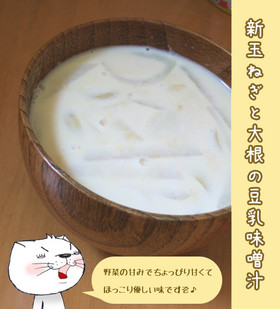 新玉ねぎと大根の豆乳味噌汁