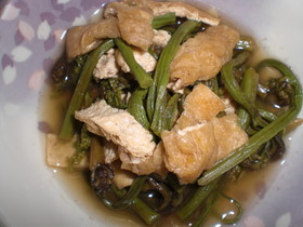 わらびと油揚げの煮物