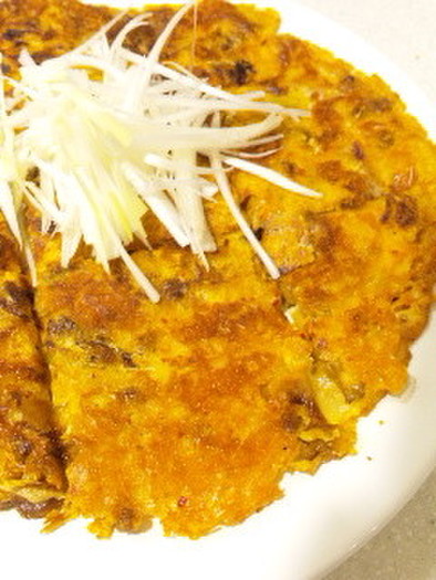 天ぷら粉でサックリ☆納豆キムチーズチヂミの写真