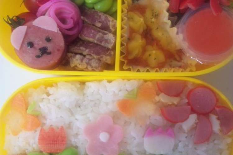 キャラ弁 春のお絵かき弁当 レシピ 作り方 By ちびまる クックパッド 簡単おいしいみんなのレシピが355万品