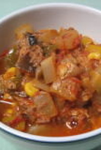 トマトとさばの味噌煮のラタトゥイユ