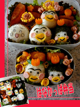 簡単 はなかっぱ ももかっぱ等キャラ弁当