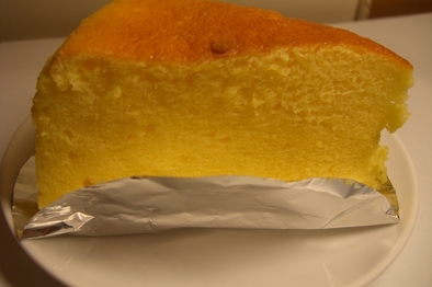 スライスチーズのスフレチーズケーキの写真