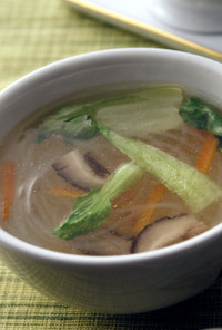 テンヨの白だしで中華風春雨スープ
