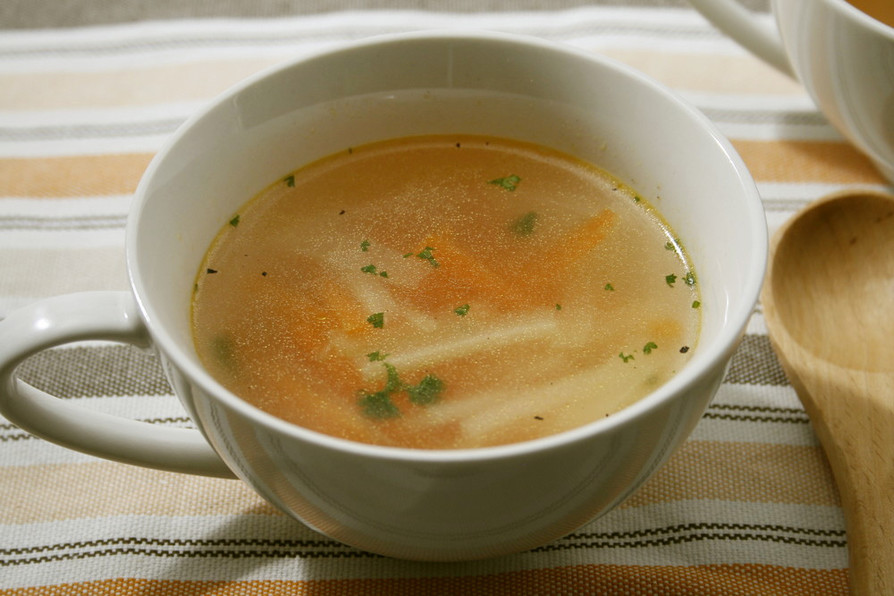 あっさり洋風、セロリとにんじんのスープの画像
