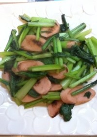 超簡単！小松菜と魚肉ソーセージの炒め物