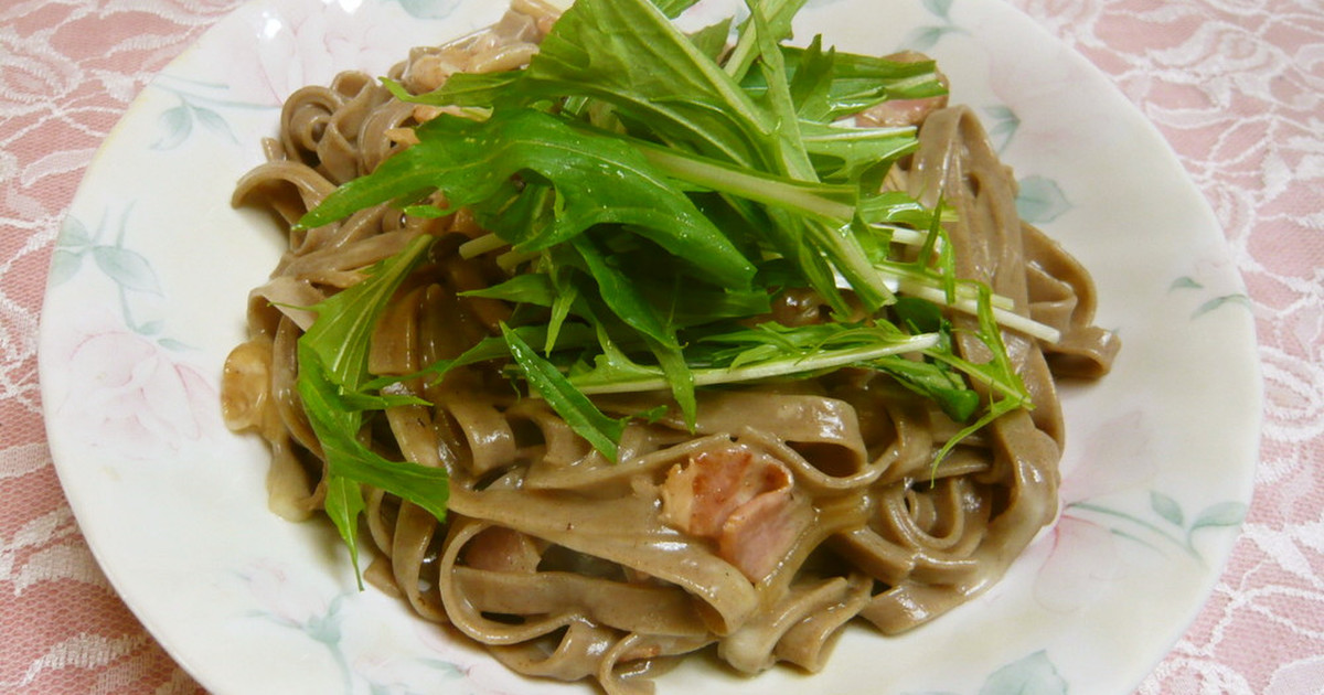 蕎麦パスタで和風フェットチーネ by Natuko 【クックパッド】 簡単おいしいみんなのレシピが299万品