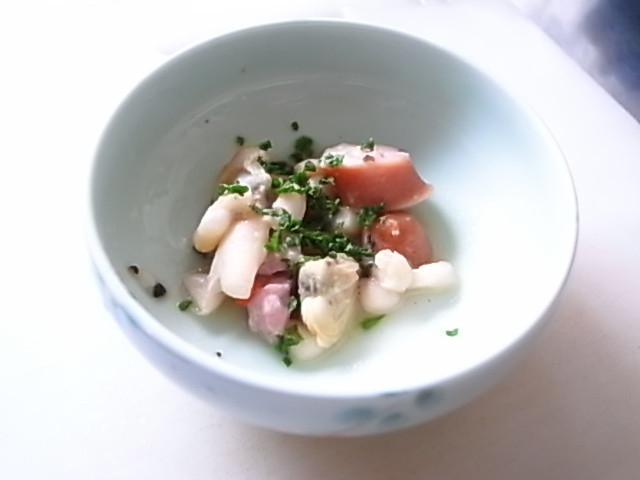 インゲン豆とアサリの煮物　お弁当材料用の画像