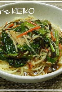 小松菜とエノキのあんかけスパゲティ