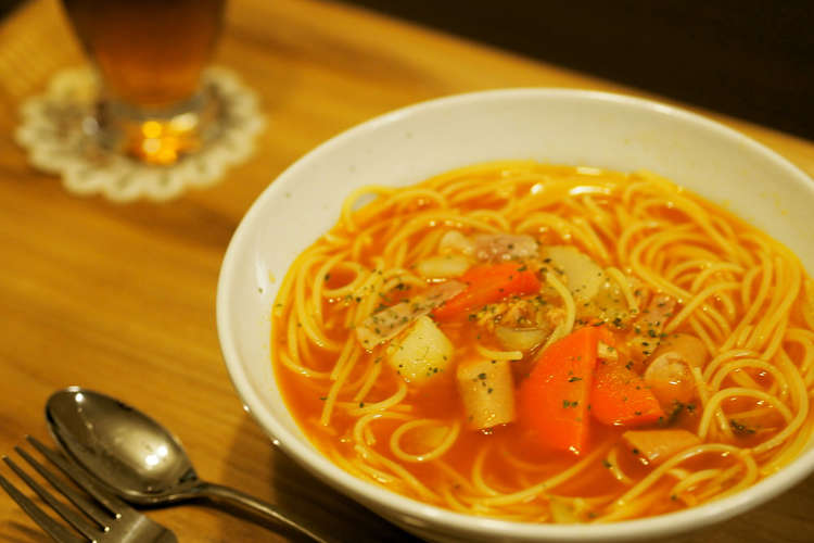 スパゲッティを折っちゃう 簡単スープスパ レシピ 作り方 By スマイル ゆうちゃん クックパッド 簡単おいしいみんなのレシピが376万品