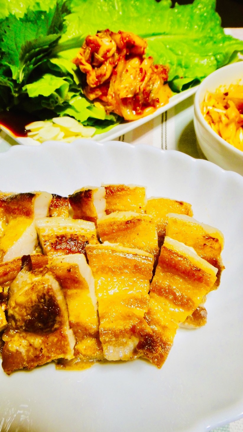簡単韓国焼き肉フライパンでサムギョプサルの画像