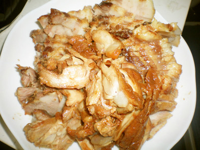 チャーシュー風豚肉　鶏肉　圧力鍋の写真
