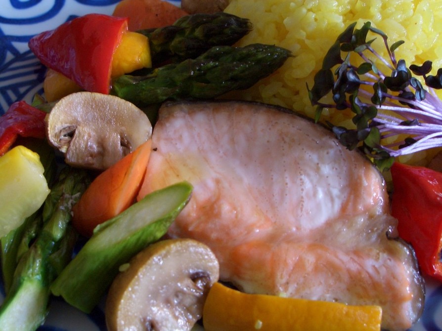 鮭とマッシュルームのオーブン焼きの画像