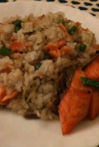 焼鮭とゴボウの炒飯
