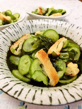 きゅうりと油揚げの酢の物♪