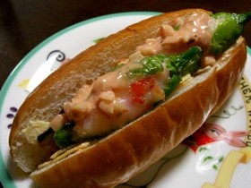 しし唐の海老詰めと茄子のチーズドッグ