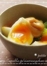 小松菜と半熟卵のごまマヨサラダ