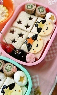 キャラ弁★ 七夕サンドイッチ弁当