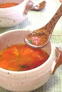 しそとトマトの寒天スープ
