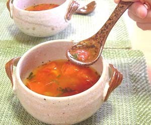 しそとトマトの寒天スープの画像