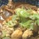 豆腐、玉ねぎ、エノキの味噌煮
