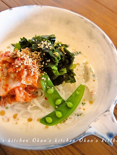ひんやり“スープでうどん”キムチ＆豆乳の写真