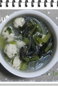 離乳食*小松菜と鶏肉団子の春雨スープ