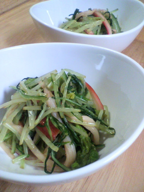 白菜と水菜のカニカマピリ辛和えの画像