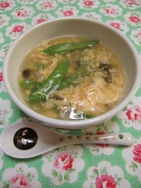 絹さや入り❤かき玉スープの画像