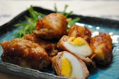 茹で卵の 豚肉巻き 焼肉 マヨソース ☆の写真