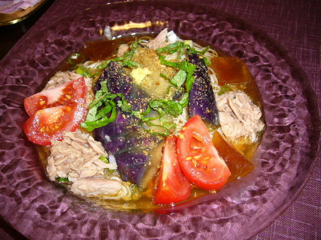 夏野菜ぶっかけ素麺。の画像