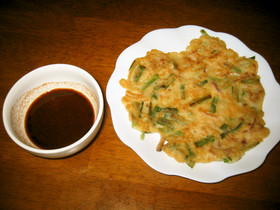 お好み焼きの粉を使って簡単海鮮チヂミ