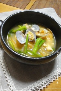 アサリと豆腐のキムチスープ
