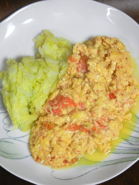 朝食に・トマトの卵とじの画像