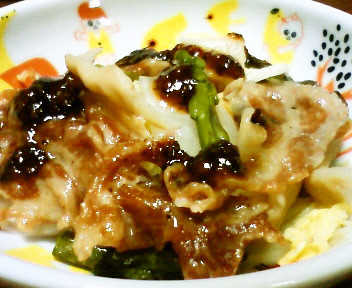 タジン鍋をレンジで　蒸し野菜と豚の梅ダレ