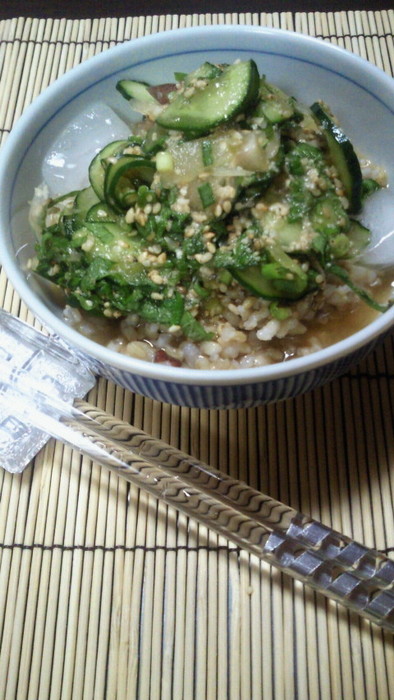 緑玄米♪ひんやり美味しい冷や汁かけご飯の写真