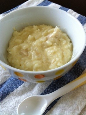 離乳食中期〜 豆乳とチーズのお粥の画像