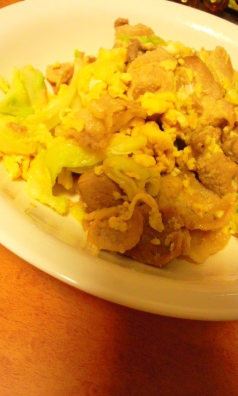 キャベツと豚肉の卵炒めの画像